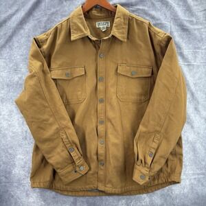 Duluth Trading Jacket Mens 2XL Tan Canvas Workwear Snap Fleece Lined Chore Coat